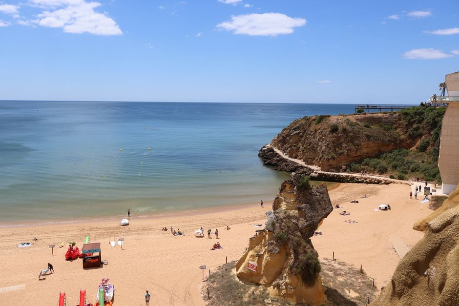 Praia da Rocha beach in the Algarve on a mild sunny day